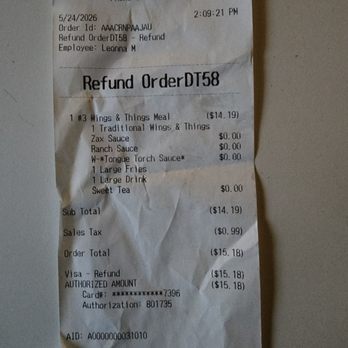 Zaxbys - Receipt - Chicken Wings Near Me - Columbia, South Carolina