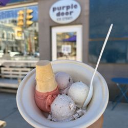 Purple Door Ice Cream - Mini Flight: Chocolate Chip Cherry, Salted Caramel, Milk Cookie, and Berry Sorbet!