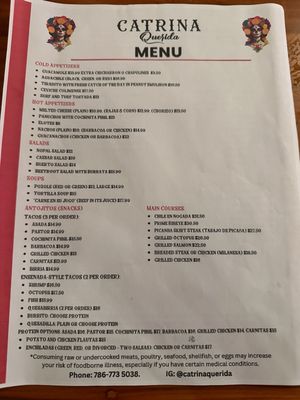 Menu photo 6 Catrina Querida Doral, FL