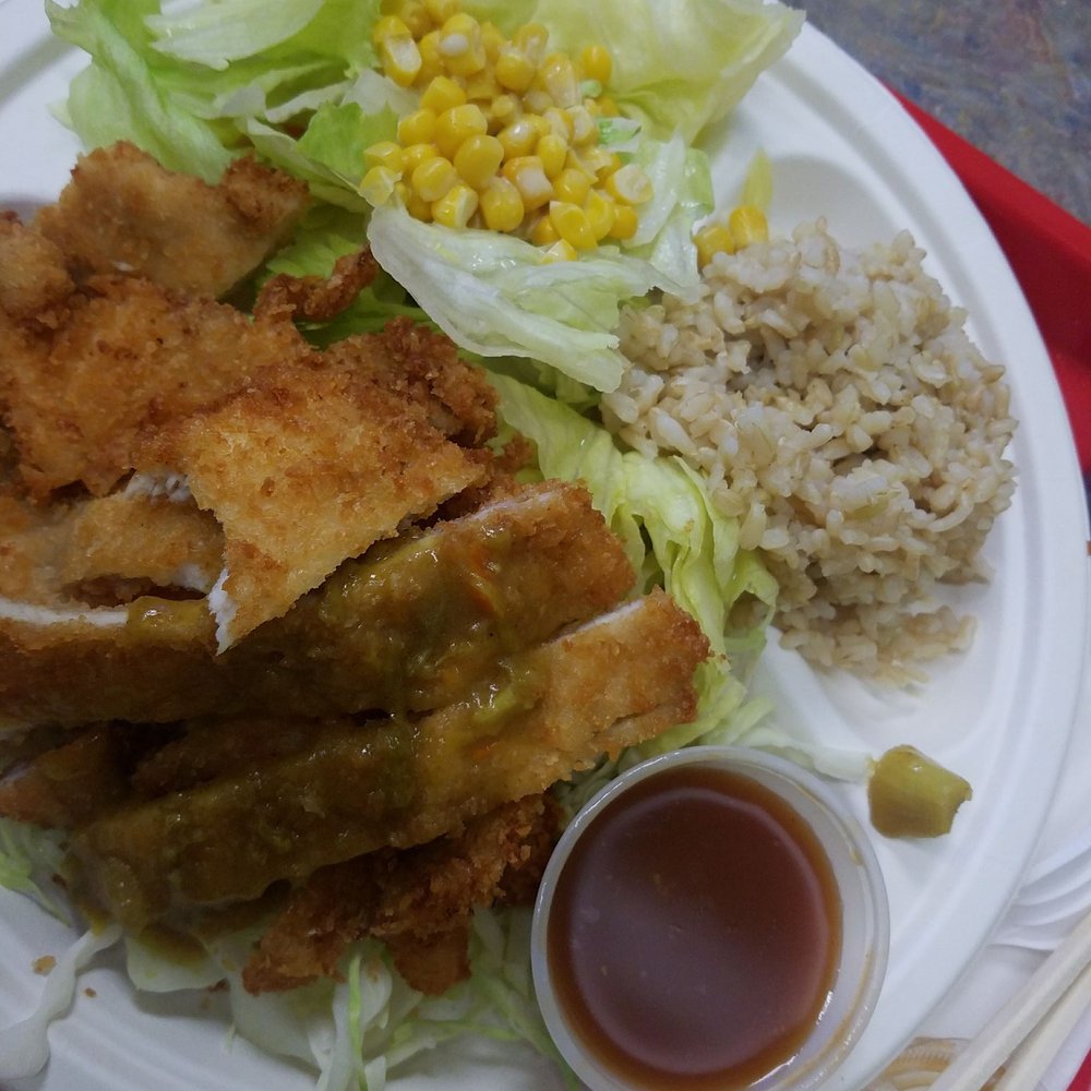 Aloha Plates - Chicken katsu, sorry I ate some before remembering to take a pic. It's thin cut but still good - Hawaiian Near Me - Seattle, Washington Aloha Plates - Chicken katsu, sorry I ate some before remembering to take a pic. It's thin cut but still good - Hawaiian Near Me - Seattle, Washington