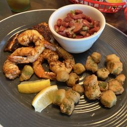 Grouper behind fish, side of red beans and okra Grouper behind fish, side of red beans and okra