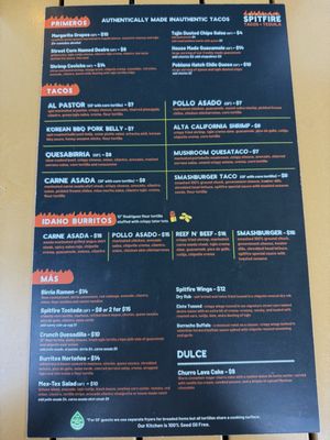 Menu photo 2 Spitfire Tacos + Tequila Eagle, ID