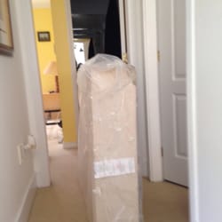 Sleep Country - How the delivery folks left a piece of box spring in hall