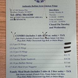 Wings To Go - Updated menu as of January 2026 (markings by the establishment)