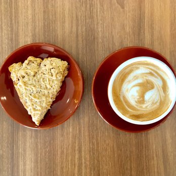 Paramour Coffee - Bacon maple scone and Mirja's special latte - Coffee & Tea Near Me - Manhattan, Kansas