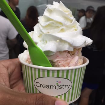 Creamistry - Strawberry ice cream, cheesecake mix ends and whipped cream. Dessert 6/11/2016 - Desserts Near Me - Cerritos, California Creamistry - Strawberry ice cream, cheesecake mix ends and whipped cream. Dessert 6/11/2016 - Desserts Near Me - Cerritos, California