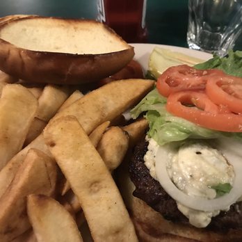 Hereford & Hops Steak House And Brewpub - Black and Blue Burger. Roma tomato. Over cooked bun - American Near Me - Escanaba, Michigan