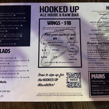 Hooked Up Ale House & Raw Bar - Menu page 1 - 11/2024 - Salad Near Me - Millville, Delaware Hooked Up Ale House & Raw Bar - Menu page 1 - 11/2024 - Salad Near Me - Millville, Delaware