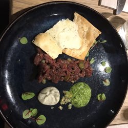 Seraphine - Kangaroo tartare with wattle seed and nasturtium.