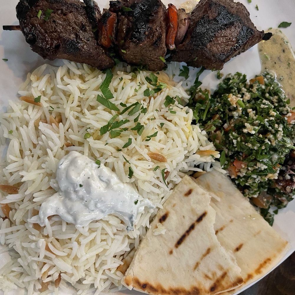 Olive Pit Grill - Steak 1 Kabob with 2 sides - Mediterranean Near Me - Huntington Beach, California