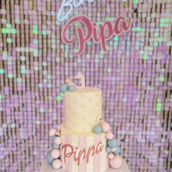 Nina's Fresh Bakery - Barbie inspired cake (the kids already had a few fingers in it)