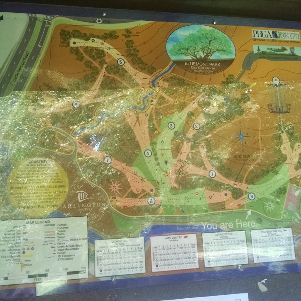 Bluemont Park Disc Golf Course - Map of the disc golf course - Disc Golf Near Me - Arlington, Virginia