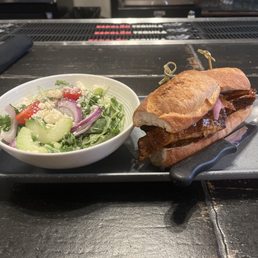 716 Rib Sandwich with house salad.