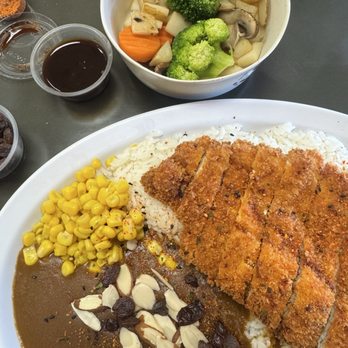 Zen Curry Express - Chicken Katsu Curry with veggies on the side - Japanese Near Me - Las Vegas, Nevada