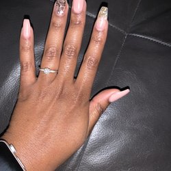 Nail Boutique & Spa - Full set with sparkles and foil...3D effect.