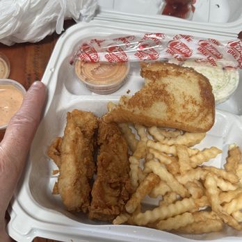 Raising Cane's Chicken Fingers - Chicken "strip" not even as long as my index finger. What shirinkflation is going on? - Fast Food Near Me - Palmdale, California Raising Cane's Chicken Fingers - Chicken "strip" not even as long as my index finger. What shirinkflation is going on? - Fast Food Near Me - Palmdale, California