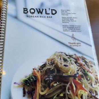 Bowl'd Korean Rice Bar - Cover of the menu at Bowl'd Korean Rice Bar in Albany. - Korean Near Me - Albany, California