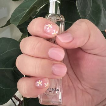Lady Nail & Spa II - Gel manicure with hand painted flowers. - Nail Salons Near Me - Forest Hills, New York Lady Nail & Spa II - Gel manicure with hand painted flowers. - Nail Salons Near Me - Forest Hills, New York