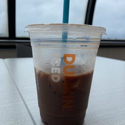Dunkin' - Small iced decaf mocha latte with skim milk and extra mocha