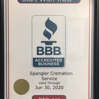 Spangler Cremation Service - We are proud to have a Better Business Bureau accreditation of A+. - Cremation Services Near Me - Lakeland, Florida Spangler Cremation Service - We are proud to have a Better Business Bureau accreditation of A+. - Cremation Services Near Me - Lakeland, Florida