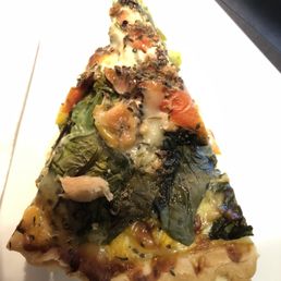 a slice of pizza on a plate