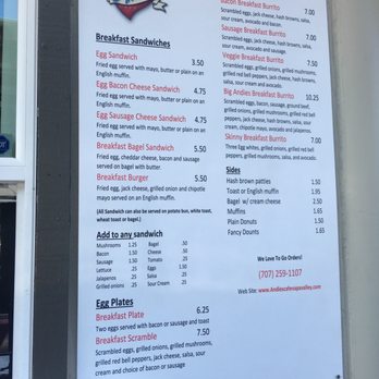 Andies Cafe - Breakfast menu - American Near Me - Napa, California Andies Cafe - Breakfast menu - American Near Me - Napa, California