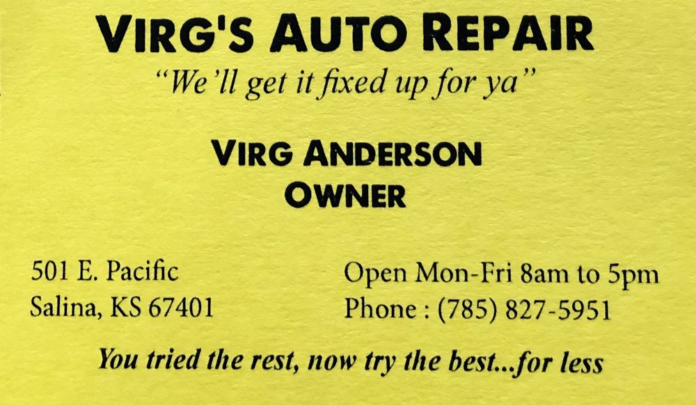 VIRG’S AUTO REPAIR Updated August 2024 501 E Pacific, Salina