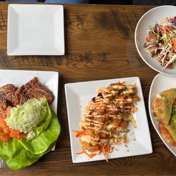 Bang! - korean bbq lettuce wrap, garlic popcorn chicken, goat cheese dumplings - Vegetarian Near Me - Charlottesville, Virginia