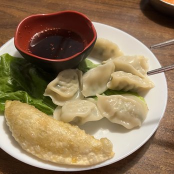 Seoul Garden - One of my friends fried veggie dumplings and my boiled pork & veggie dumplings - Korean Near Me - Greensboro, North Carolina