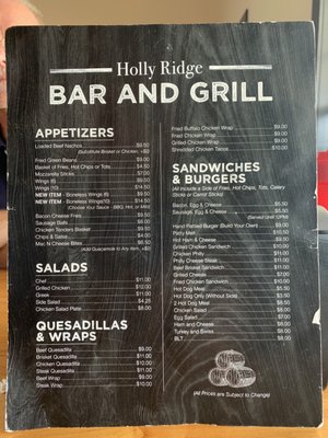Menu photo 2 Holly Ridge Bar And Grill Sophia, NC