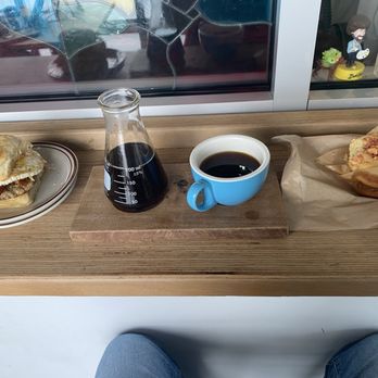 Oddly Correct - Pourover and sausage, bacon, cheese, and egg muffin - Coffee & Tea Near Me - Kansas City, Missouri