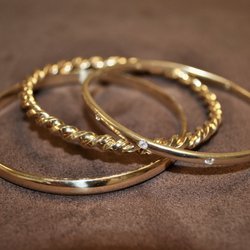 Hingham Jewelers - Custom bangle bracelets made from a customer's old gold jewelry