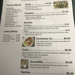 Taqueria Corona menu
