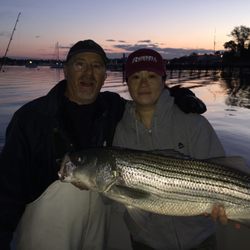 American Sportfishing Charters - early morning spring bass  done berfore sunrise and off to work they went !