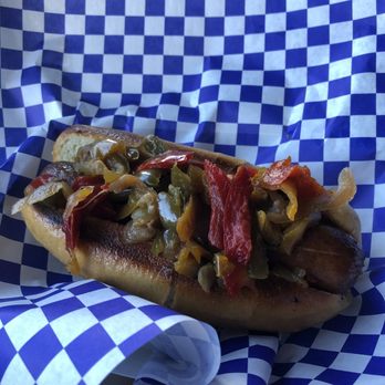 Chattahoochee Dog Haus - Kielbasa with onions and peppers - Hot Dogs Near Me - Helen, Georgia Chattahoochee Dog Haus - Kielbasa with onions and peppers - Hot Dogs Near Me - Helen, Georgia