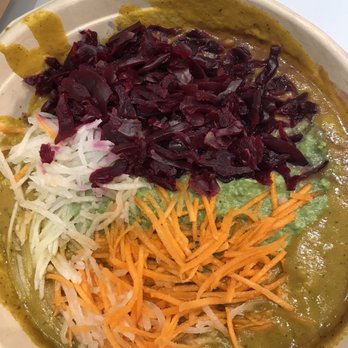 Le Botaniste - DIY Hot Bowl- root veggies, sauerkraut, green pea hummus, brown rice and peanut curry sauce. - Vegetarian Near Me - New York, New York