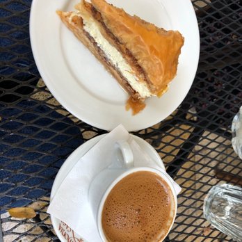 Omonia Cafe - a piece of cake and a cup of coffee - Bakeries Near Me - Brooklyn, New York