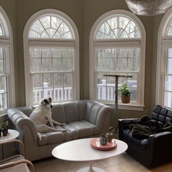 Ramble Market - From Ramble: Grey leather couch, signed white tulip table, vinyl black chair - Antiques Near Me - Waltham, Massachusetts Ramble Market - From Ramble: Grey leather couch, signed white tulip table, vinyl black chair - Antiques Near Me - Waltham, Massachusetts
