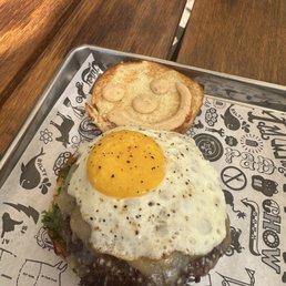 Double burger with fried egg Double burger with fried egg