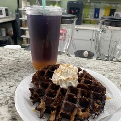 Club Kinetic - Purple rain tea with a Churro waffle
