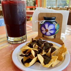 Chips and Salsa and Agua de Jamaica