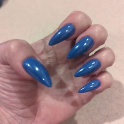 Today's nails blue chrome!!
