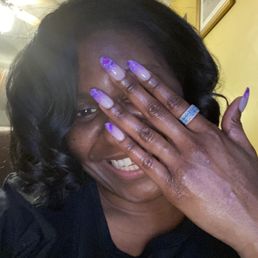 My purple marble-glitter French tips My purple marble-glitter French tips