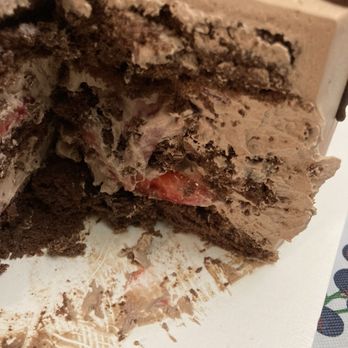 A La Mousse - A closeup of the strawberry chunks that are not supposed to be in my cake - Desserts Near Me - Narberth, Pennsylvania