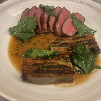 SRV Boston - NY Strip cooked medium rare in peppercorn sauce and potato/broccoli rabe. Strip was yum! Potato was eh - Italian Near Me - Boston, Massachusetts SRV Boston - NY Strip cooked medium rare in peppercorn sauce and potato/broccoli rabe. Strip was yum! Potato was eh - Italian Near Me - Boston, Massachusetts