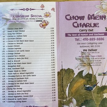 Chow Mein Charlie - Menu - Chinese Near Me - Baltimore, Maryland