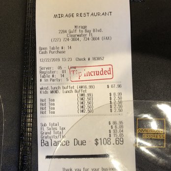 Mirage Restaurant - Caution!!Tip/gratuity added automatically - Middle Eastern Near Me - Clearwater, Florida Mirage Restaurant - Caution!!Tip/gratuity added automatically - Middle Eastern Near Me - Clearwater, Florida