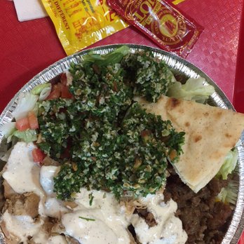 The Halal Guys - Chicken & Beef Platter with a side of Tabouli ($1) - Halal Near Me - Glendale, California The Halal Guys - Chicken & Beef Platter with a side of Tabouli ($1) - Halal Near Me - Glendale, California