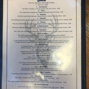 Cazadores Mexican Restaurant - Menu as of this date - Mexican Near Me - Sallisaw, Oklahoma