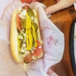 9er's Diner & Pub - Chicago Dog. Yes, those are jalapenos, not sport peppers.